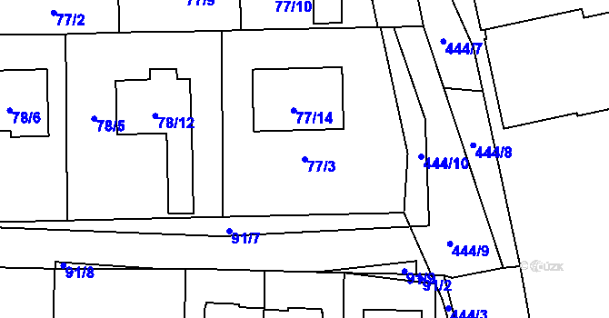 Parcela st. 77/3 v KÚ Homole, Katastrální mapa