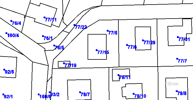 Parcela st. 77/15 v KÚ Homole, Katastrální mapa
