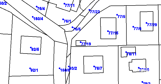 Parcela st. 77/19 v KÚ Homole, Katastrální mapa
