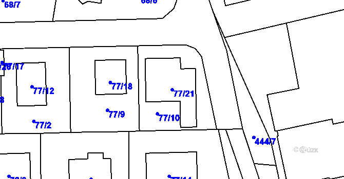 Parcela st. 77/21 v KÚ Homole, Katastrální mapa