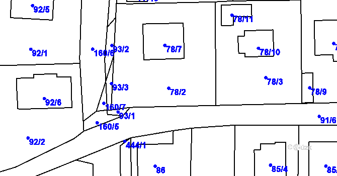 Parcela st. 78/2 v KÚ Homole, Katastrální mapa