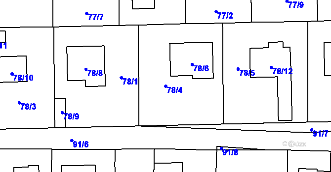 Parcela st. 78/4 v KÚ Homole, Katastrální mapa