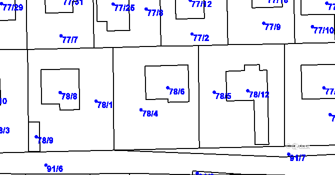 Parcela st. 78/6 v KÚ Homole, Katastrální mapa