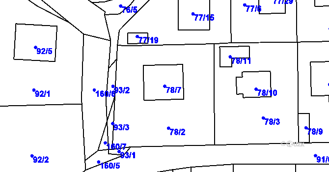 Parcela st. 78/7 v KÚ Homole, Katastrální mapa