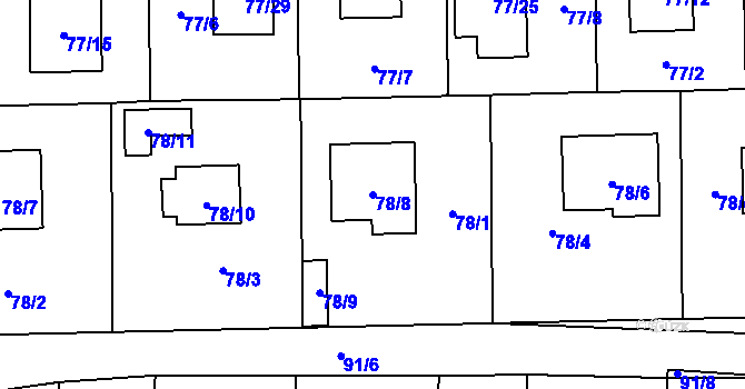 Parcela st. 78/8 v KÚ Homole, Katastrální mapa