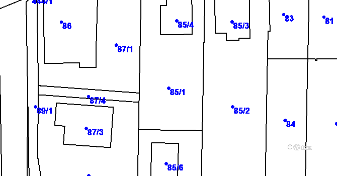 Parcela st. 85/1 v KÚ Homole, Katastrální mapa