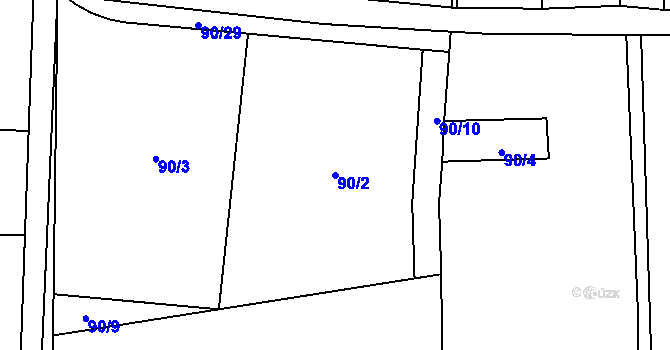 Parcela st. 90/2 v KÚ Homole, Katastrální mapa