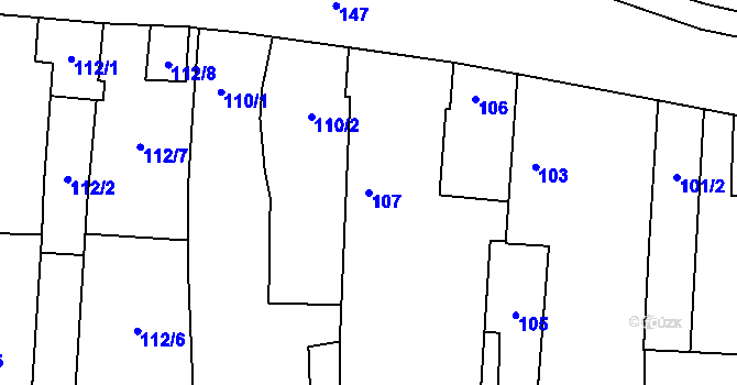 Parcela st. 107 v KÚ Homole, Katastrální mapa