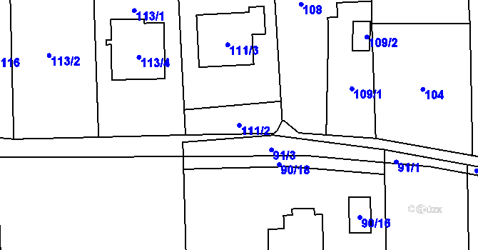 Parcela st. 111/2 v KÚ Homole, Katastrální mapa