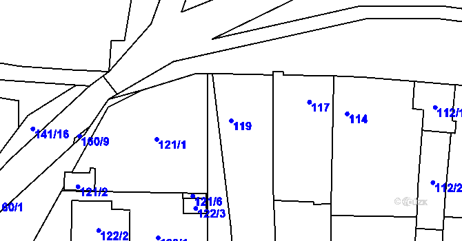 Parcela st. 119 v KÚ Homole, Katastrální mapa