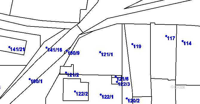 Parcela st. 121/1 v KÚ Homole, Katastrální mapa