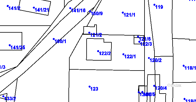 Parcela st. 122/2 v KÚ Homole, Katastrální mapa