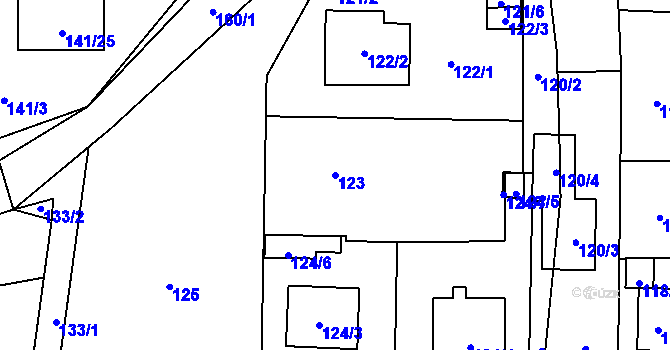 Parcela st. 123 v KÚ Homole, Katastrální mapa