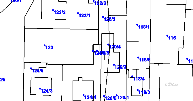Parcela st. 124/5 v KÚ Homole, Katastrální mapa