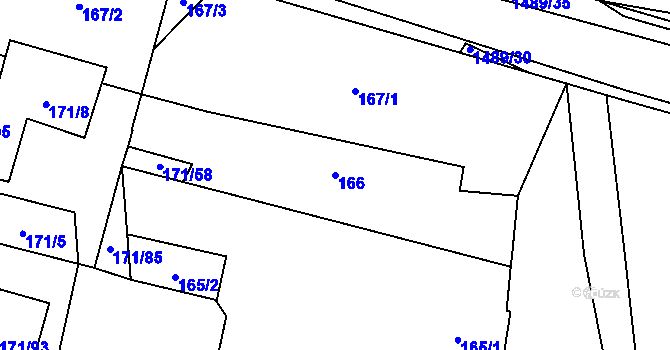 Parcela st. 166 v KÚ Homole, Katastrální mapa