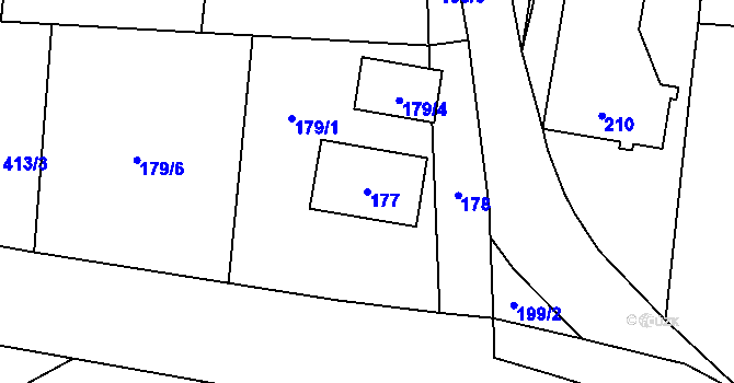 Parcela st. 177 v KÚ Homole, Katastrální mapa