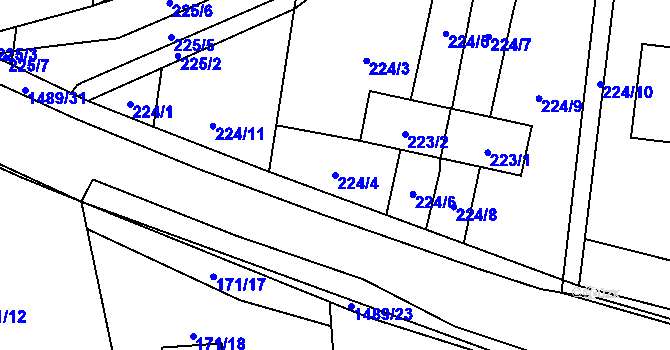 Parcela st. 224/4 v KÚ Homole, Katastrální mapa