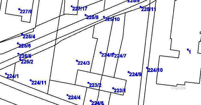Parcela st. 224/5 v KÚ Homole, Katastrální mapa