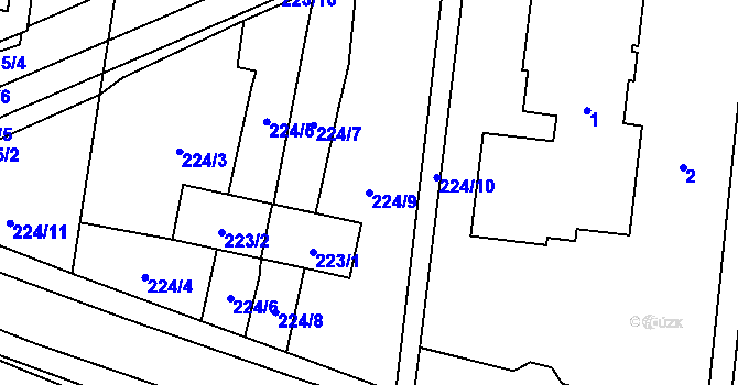 Parcela st. 224/9 v KÚ Homole, Katastrální mapa