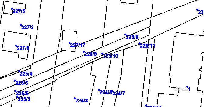 Parcela st. 225/10 v KÚ Homole, Katastrální mapa