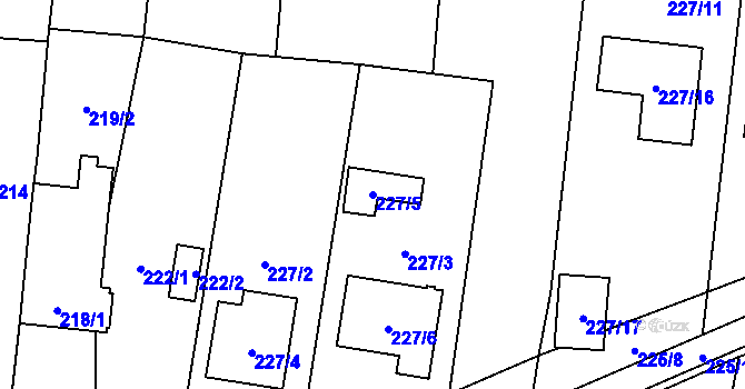 Parcela st. 227/5 v KÚ Homole, Katastrální mapa