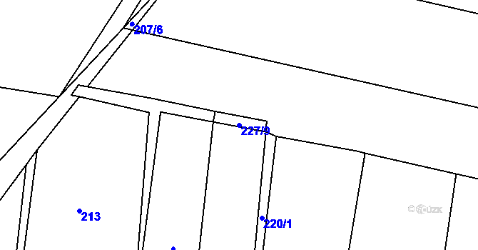 Parcela st. 227/9 v KÚ Homole, Katastrální mapa