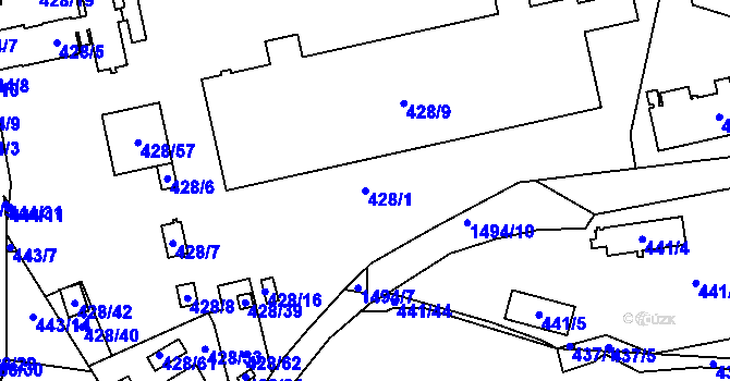 Parcela st. 428/1 v KÚ Homole, Katastrální mapa