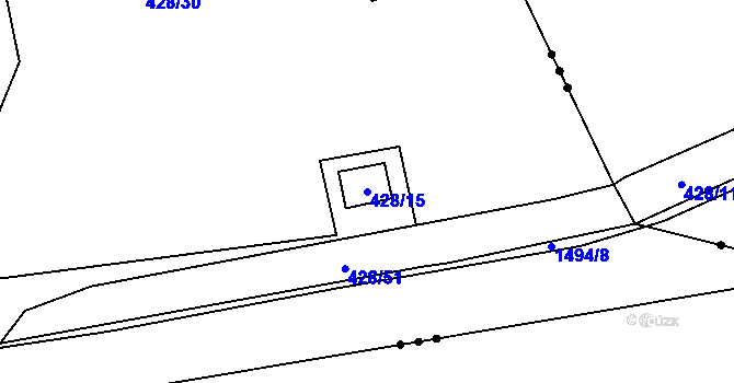 Parcela st. 428/15 v KÚ Homole, Katastrální mapa