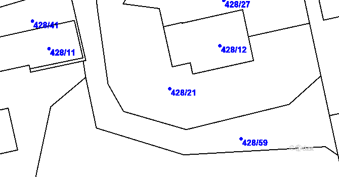 Parcela st. 428/21 v KÚ Homole, Katastrální mapa