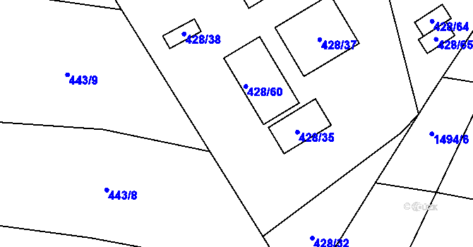 Parcela st. 428/34 v KÚ Homole, Katastrální mapa