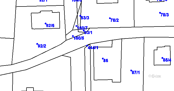 Parcela st. 444/1 v KÚ Homole, Katastrální mapa