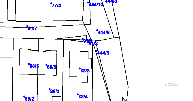 Parcela st. 444/3 v KÚ Homole, Katastrální mapa