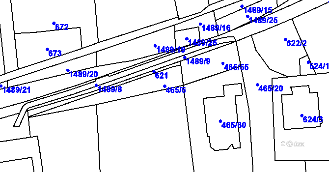 Parcela st. 465/6 v KÚ Homole, Katastrální mapa
