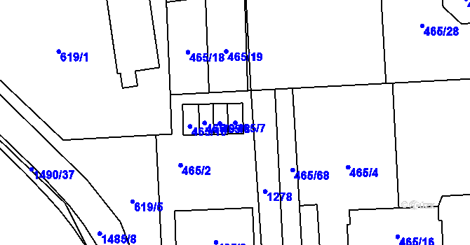 Parcela st. 465/7 v KÚ Homole, Katastrální mapa