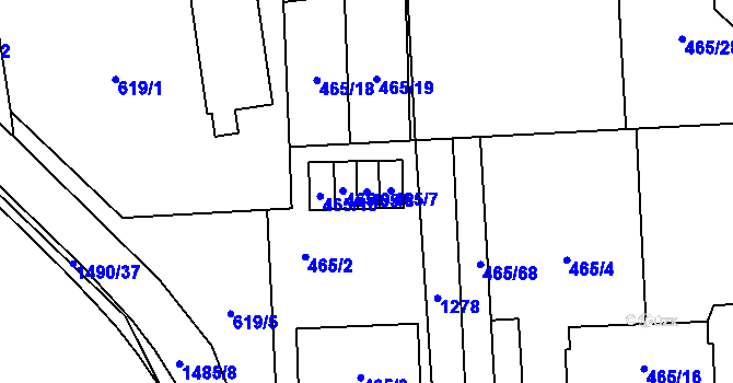 Parcela st. 465/8 v KÚ Homole, Katastrální mapa