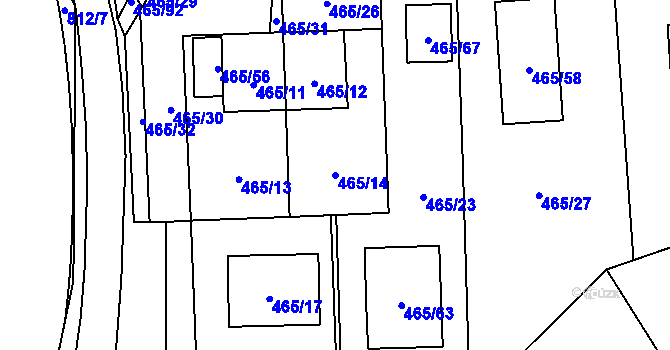 Parcela st. 465/14 v KÚ Homole, Katastrální mapa