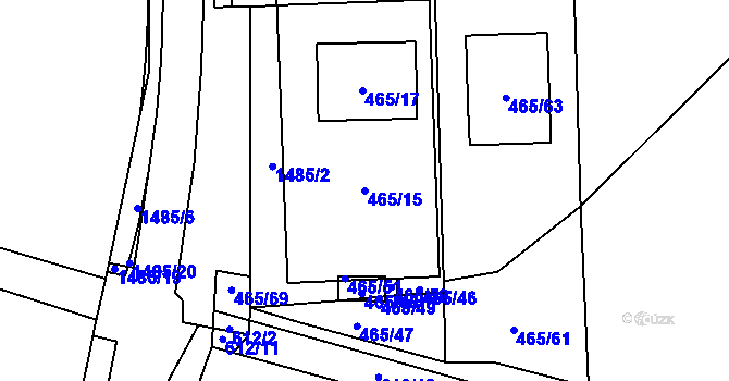 Parcela st. 465/15 v KÚ Homole, Katastrální mapa