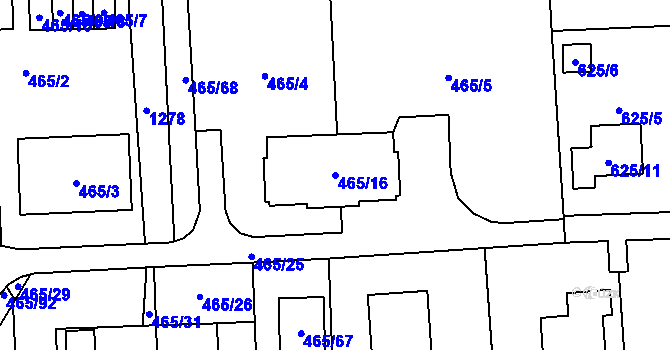 Parcela st. 465/16 v KÚ Homole, Katastrální mapa