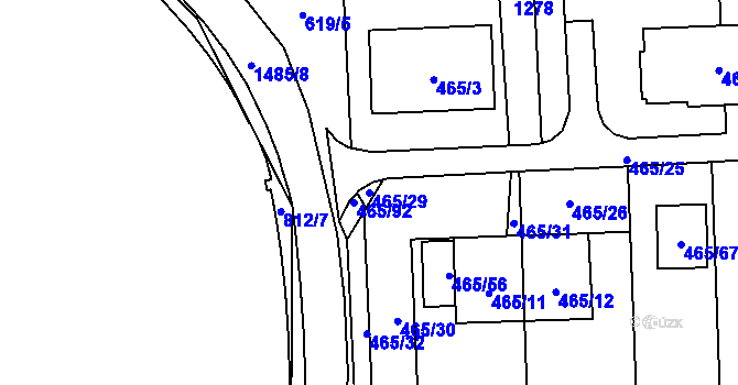 Parcela st. 465/29 v KÚ Homole, Katastrální mapa