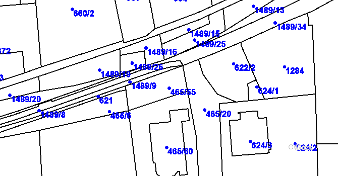 Parcela st. 465/55 v KÚ Homole, Katastrální mapa