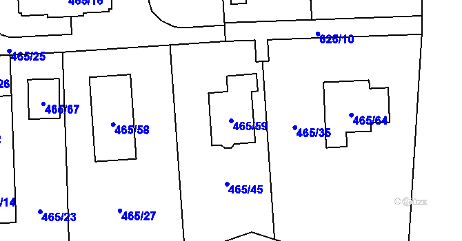 Parcela st. 465/59 v KÚ Homole, Katastrální mapa