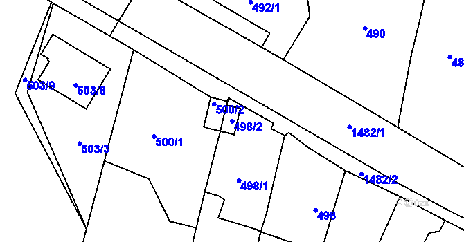 Parcela st. 498/2 v KÚ Homole, Katastrální mapa