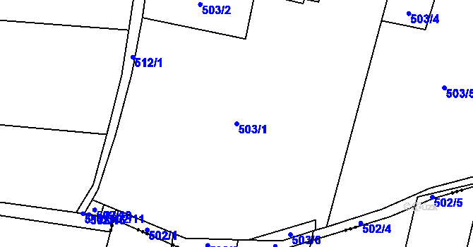 Parcela st. 503/1 v KÚ Homole, Katastrální mapa