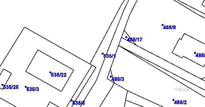 Parcela st. 535/1 v KÚ Homole, Katastrální mapa