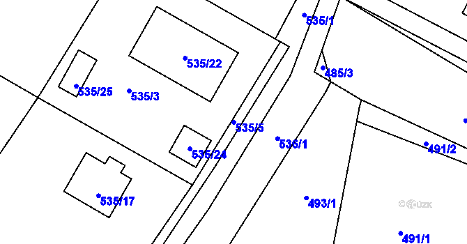 Parcela st. 535/5 v KÚ Homole, Katastrální mapa