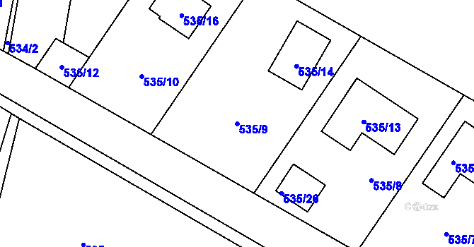 Parcela st. 535/9 v KÚ Homole, Katastrální mapa
