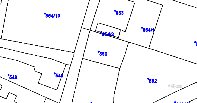 Parcela st. 550 v KÚ Homole, Katastrální mapa