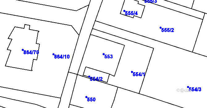 Parcela st. 553 v KÚ Homole, Katastrální mapa