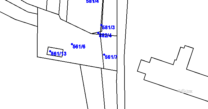 Parcela st. 561/7 v KÚ Homole, Katastrální mapa