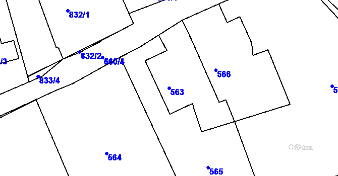 Parcela st. 563 v KÚ Homole, Katastrální mapa
